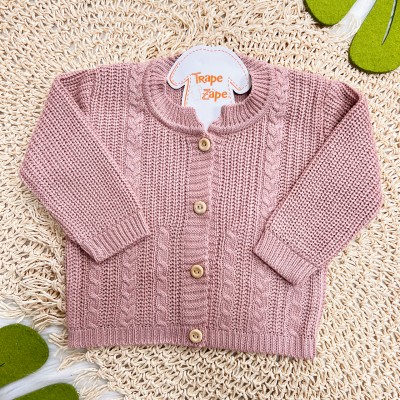 Casaco de Linha Ponto Alto com Botões - Rosê